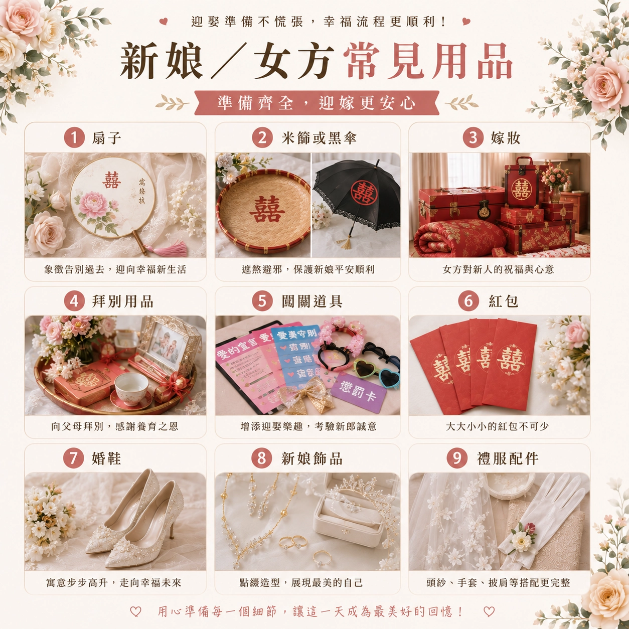 迎娶新娘／女方常見用品