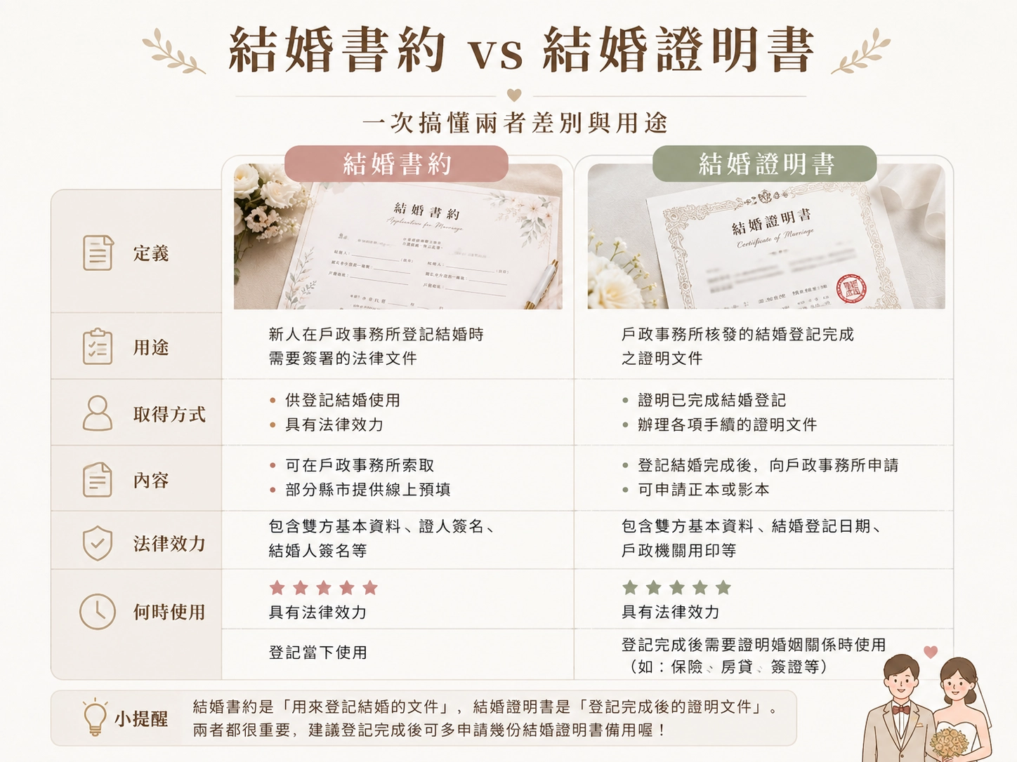 結婚書約 vs 結婚證明書